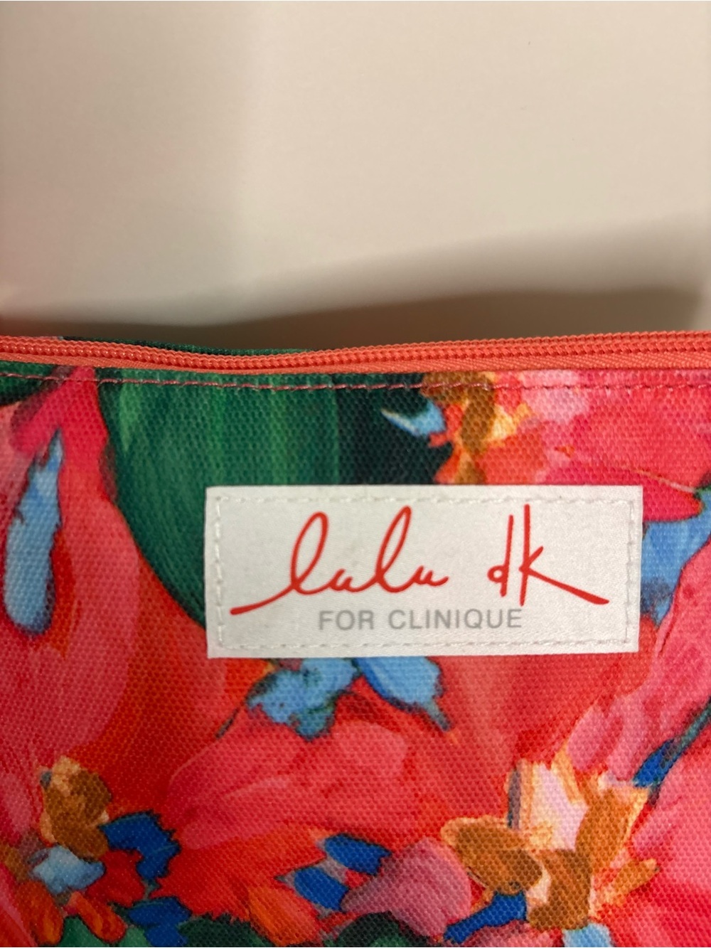 Lulu DK x Clinique Floral Cosmetic Bag Hibiscus Print Makeup Pouch NWT